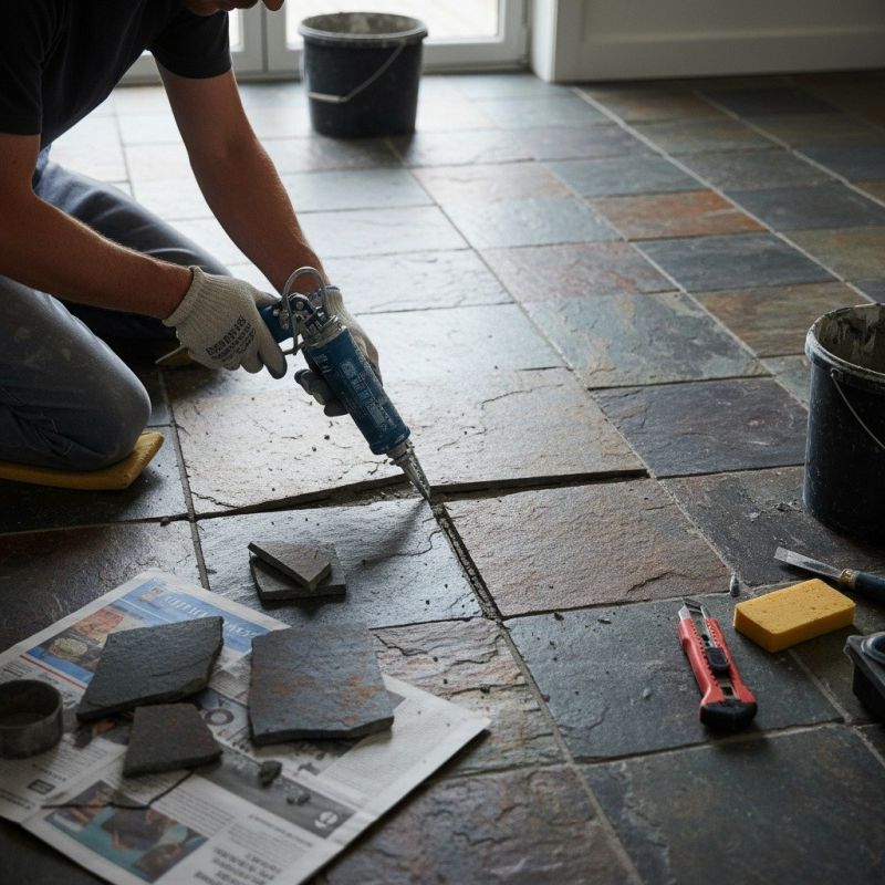 Slate Tile Floor Repair detail